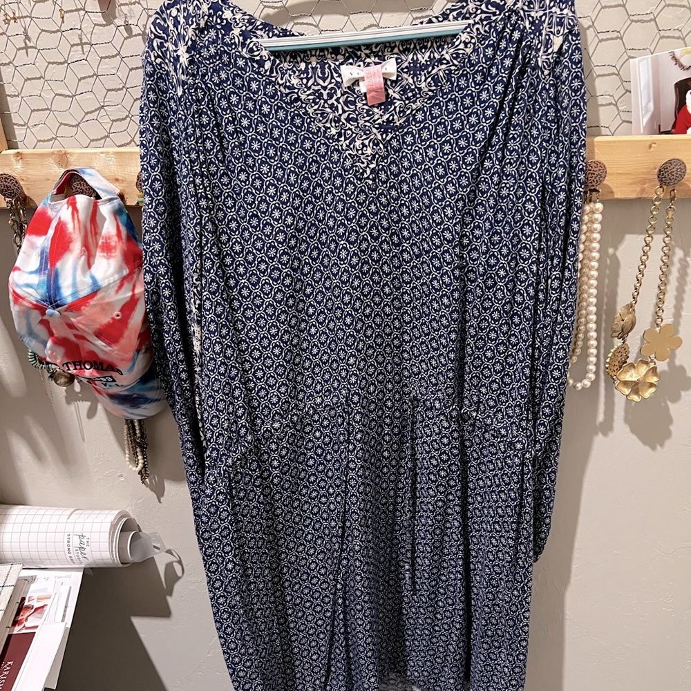 Blue long sleeve lightweight dress